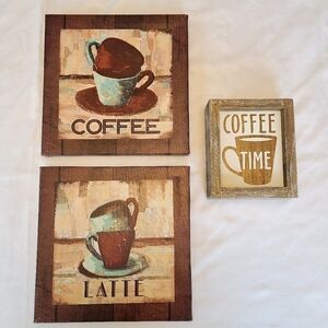 Coffee Latte Wall Decor Art Set of 3